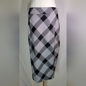 Free People Grey Black Plaid Check High Waist Pencil Skirt,